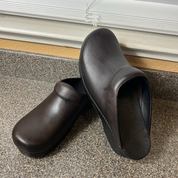 Dansko Brown Leather Clogs/Mule Men EU 47 US 13.5-14 Slip On Comfort Work Casual - Picture 1 of 11